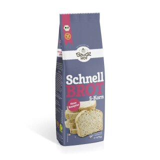 Bauckhof Schnellbrot 5-Korn glutenfrei Bio - Bio - 475g x 6  - 6er Pack VPE