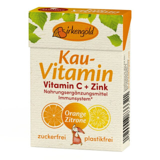 Birkengold Natur Kau-Vitamin C + Zink 20 Stück plastikfrei - 28g x 12  - 12er Pack VPE