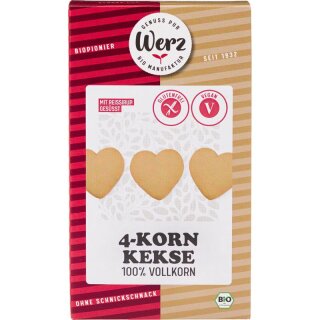 Werz 4-Korn Kekse Vollkorn glutenfrei - Bio - 150g x 6  - 6er Pack VPE