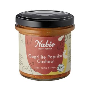 Nabio Mediterraner Aufstrich Gegrillte Paprika Cashew - Bio - 135g x 6  - 6er Pack VPE