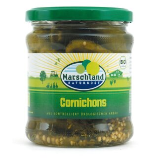 Marschland Bioland Cornichons 370 ml Gl. - Bio - 0,19kg x 6  - 6er Pack VPE