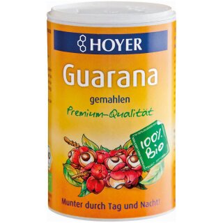 HOYER Guarana gemahlen Premium-Qualität - Bio - 75g x 8  - 8er Pack VPE