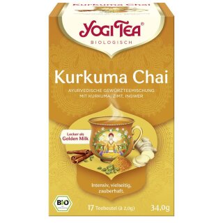 Yogi Tea Kurkuma Chai Gewürztee mit Kurkuma Zimt und Ingwer - Bio - 34g x 6  - 6er Pack VPE