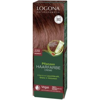 Logona Pflanzen Haarfarbe Creme 220 weinrot - 150ml x 4  - 4er Pack VPE