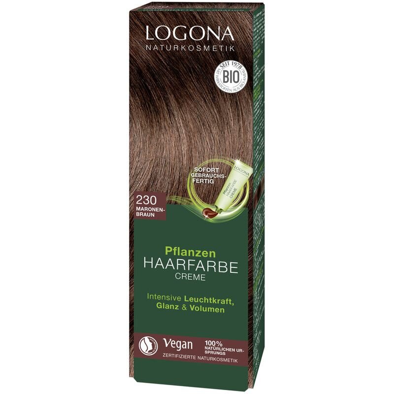 150ml maronenbraun Creme Logona 4er - 230 Pflanzen - Pa 4 x Haarfarbe