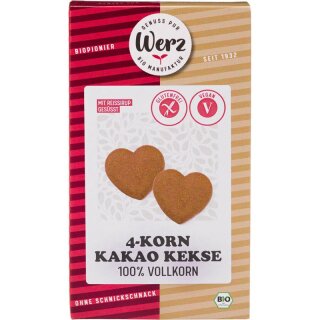 Werz 4-Korn Kakao Kekse Vollkorn glutenfrei - Bio - 150g x 6  - 6er Pack VPE