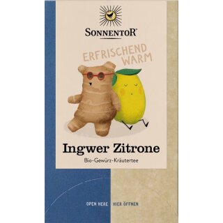 Sonnentor Ingwer Zitrone Tee Doppelkammerbeutel - Bio - 32,4g x 6  - 6er Pack VPE