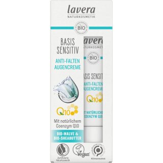 Lavera basis sensitiv Anti-Falten Augencreme Q10 - 15ml x 4  - 4er Pack VPE