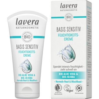 Lavera basis sensitiv Feuchtigkeitscreme - 50ml x 4  - 4er Pack VPE