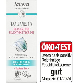 Lavera basis sensitiv Reichhaltige Feuchtigkeitscreme - 50ml x 4  - 4er Pack VPE