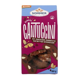 Sommer Dinkel Cantuccini mit knackigen Mandeln & Zartbitter-Schokolade - Bio - 150g