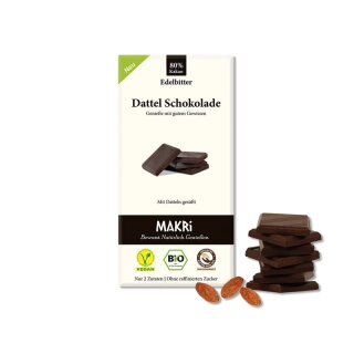 Makri Dattel Schokolade Edelbitter 80% - Bio - 85g