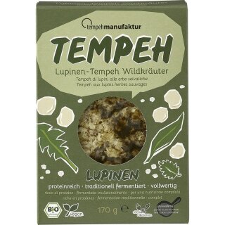 Tempehmanufaktur Lupinen-Tempeh Wildkräuter mariniert mit würzigen heimischen Wildkräutern - Bio - 170g