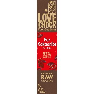 lovechock Riegel Pur/Kakaonibs 82% - Bio - 40g