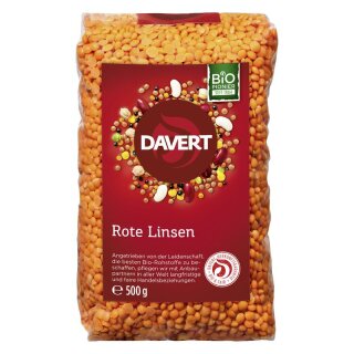Davert Rote Ganze Linsen - Bio - 500g